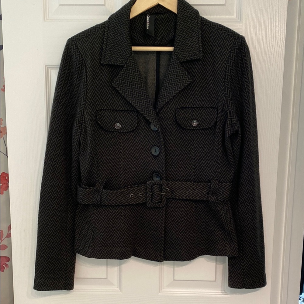 Black Herringbone Women's Jacket/Blazer